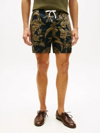 Shorts en lin à imprimé tropical