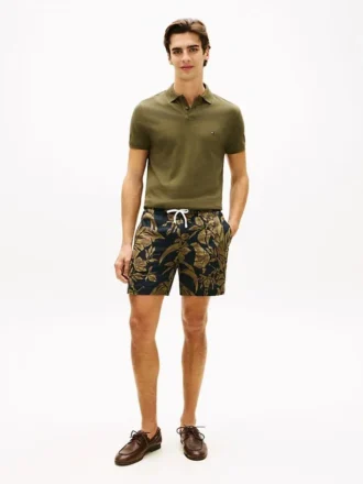 Shorts en lin à imprimé tropical