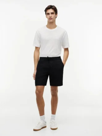 Shorts en lin mélangé, coupe classique, 20 cm