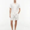 Shorts en lin mélangé, coupe classique, 20 cm