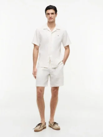 Shorts en lin mélangé, coupe classique, 20 cm