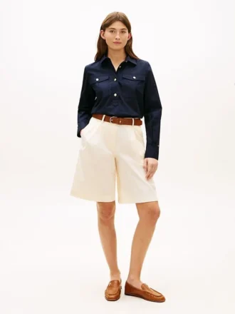 Shorts en popeline plissé