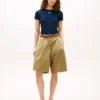 Shorts en popeline plissé