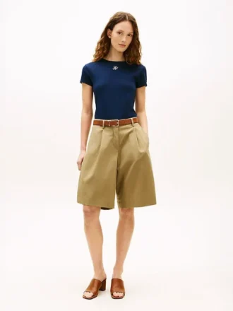 Shorts en popeline plissé