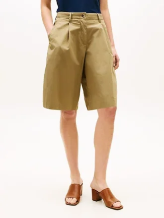 Shorts en popeline plissé