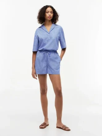 Shorts en popeline rayée à enfiler
