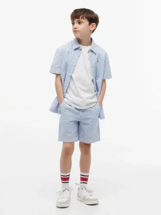 Shorts en seersucker rayé pour enfant