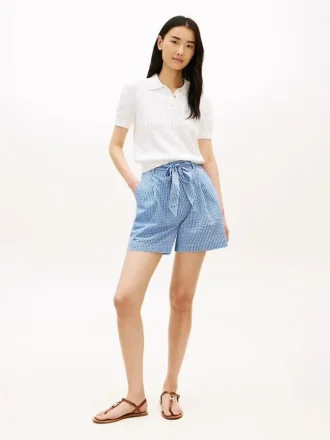 Shorts en seersucker vichy avec ceinture Shorts en seersucker vichy avec ceinture