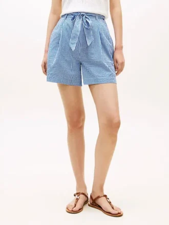 Shorts en seersucker vichy avec ceinture Shorts en seersucker vichy avec ceinture