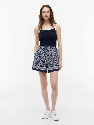 Shorts en voile à monogramme script sur l&rsquo;ensemble