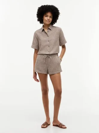 Shorts à enfiler en lin mélangé à carreaux vichy