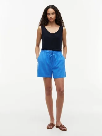 Shorts à enfiler en mélange lin-coton