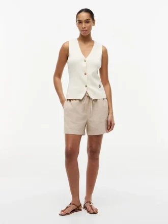 Shorts à enfiler en mélange lin-coton