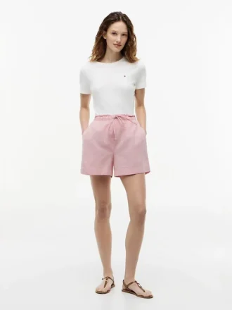 Shorts à enfiler en mélange lin-coton