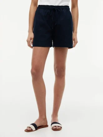 Shorts à enfiler en mélange lin-coton