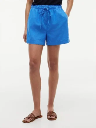 Shorts à enfiler en mélange lin-coton