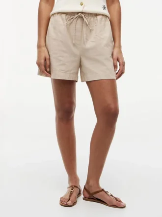 Shorts à enfiler en mélange lin-coton
