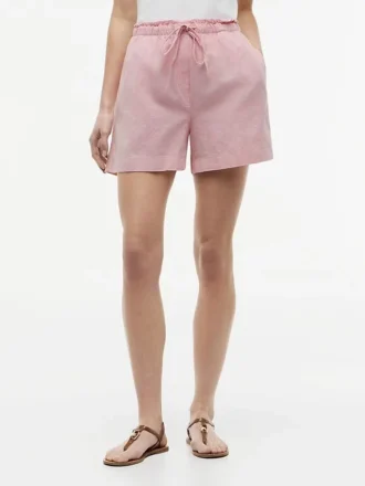 Shorts à enfiler en mélange lin-coton
