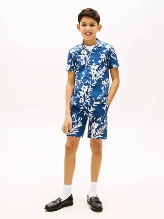 Shorts à fleurs en mélange lin-coton pour enfant