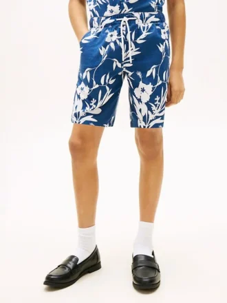 Shorts à fleurs en mélange lin-coton pour enfant