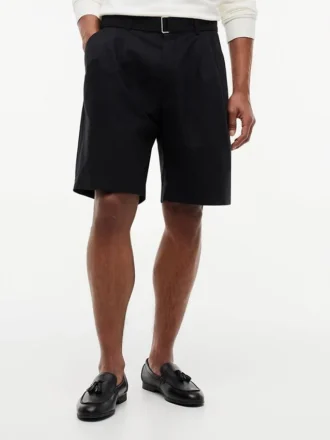 Shorts à plis et ceinture, coupe décontractée, 25 cm