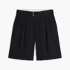 Shorts à plis et ceinture, coupe décontractée, 25 cm