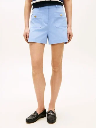 Shorts à poches en sergé avec boutons dorés Shorts à poches en sergé avec boutons dorés