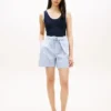 Shorts rayés en lin mélangé avec ceinture Shorts rayés en lin mélangé avec ceinture