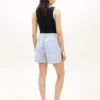 Shorts rayés en lin mélangé avec ceinture Shorts rayés en lin mélangé avec ceinture