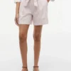 Shorts à rayures en lin mélangé avec ceinture