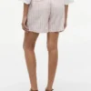 Shorts à rayures en lin mélangé avec ceinture