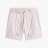 Shorts à rayures en lin mélangé avec ceinture