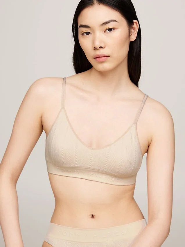 Soutien-gorge triangle en maille avec logo, sans doublure Soutien-gorge triangle en maille avec logo, sans doublure