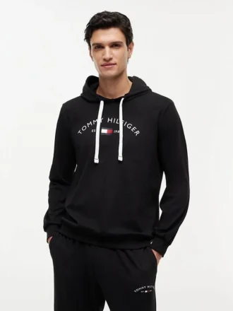 Sweat à capuche de nuit en piqué avec logo Hilfiger Sweat à capuche de nuit en piqué avec logo Hilfiger