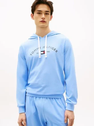 Sweat à capuche de nuit en piqué avec logo Hilfiger Sweat à capuche de nuit en piqué avec logo Hilfiger