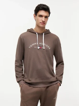 Sweat à capuche de nuit en piqué avec logo Hilfiger Sweat à capuche de nuit en piqué avec logo Hilfiger