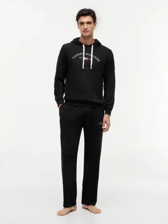 Sweat à capuche de nuit en piqué avec logo Hilfiger Sweat à capuche de nuit en piqué avec logo Hilfiger