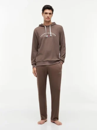 Sweat à capuche de nuit en piqué avec logo Hilfiger Sweat à capuche de nuit en piqué avec logo Hilfiger