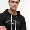 Sweat à capuche de nuit en piqué avec logo Hilfiger Sweat à capuche de nuit en piqué avec logo Hilfiger