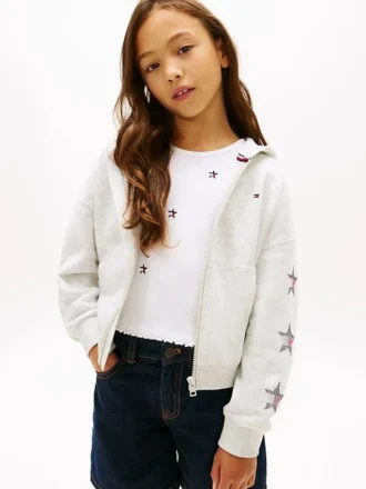 Sweat à capuche pour enfant avec logo étoile en strass Sweat à capuche pour enfant avec logo étoile en strass