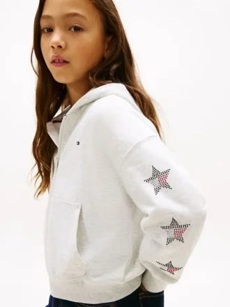Sweat à capuche pour enfant avec logo étoile en strass Sweat à capuche pour enfant avec logo étoile en strass