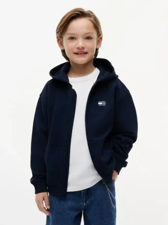 Sweat à capuche zippé pour enfant avec drapeau ton sur ton