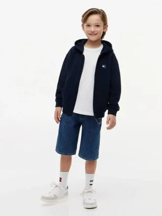 Sweat à capuche zippé pour enfant avec drapeau ton sur ton
