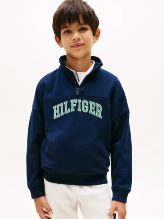 Sweat-shirt à fermeture éclair quart de longueur pour enfants