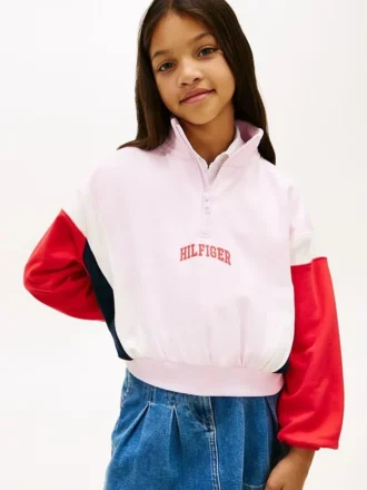 Sweat-shirt à fermeture éclair quart de longueur pour enfants