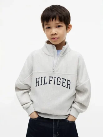 Sweat-shirt à fermeture éclair quart de longueur pour enfants