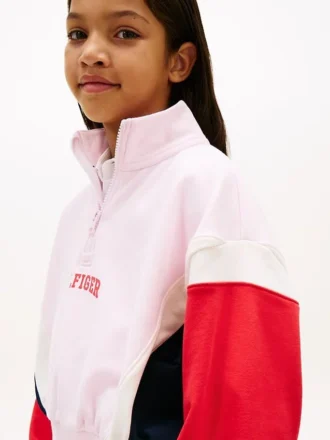 Sweat-shirt à fermeture éclair quart de longueur pour enfants