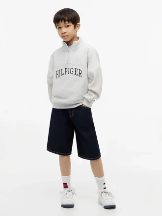 Sweat-shirt à fermeture éclair quart de longueur pour enfants