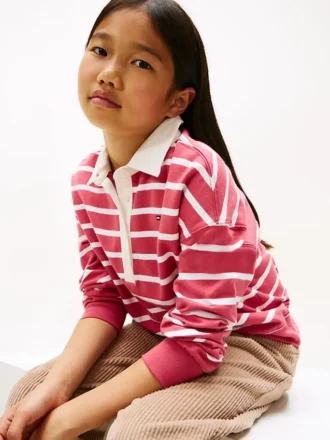 Sweat-shirt polo à rayures pour enfant