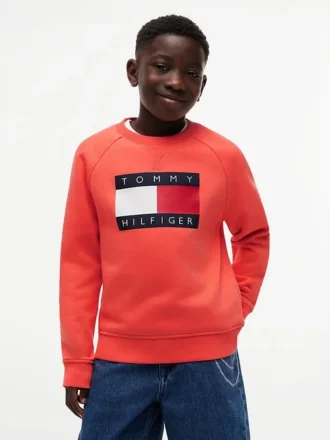 Sweat-shirt raglan pour enfant avec logo Tommy Flag